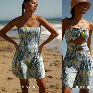 NWT By Anthropologie Reversible Smocked Mini Dress, Sz L